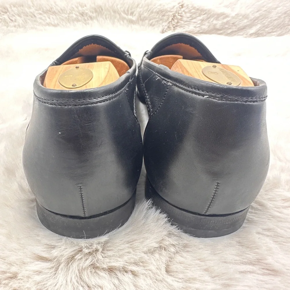 SANTONI Men’s Woven Leather Loafer‎ Size 11 D Black braided dress shoes
